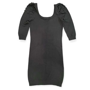 Tunic Dress Beaded Shoulder Black size S